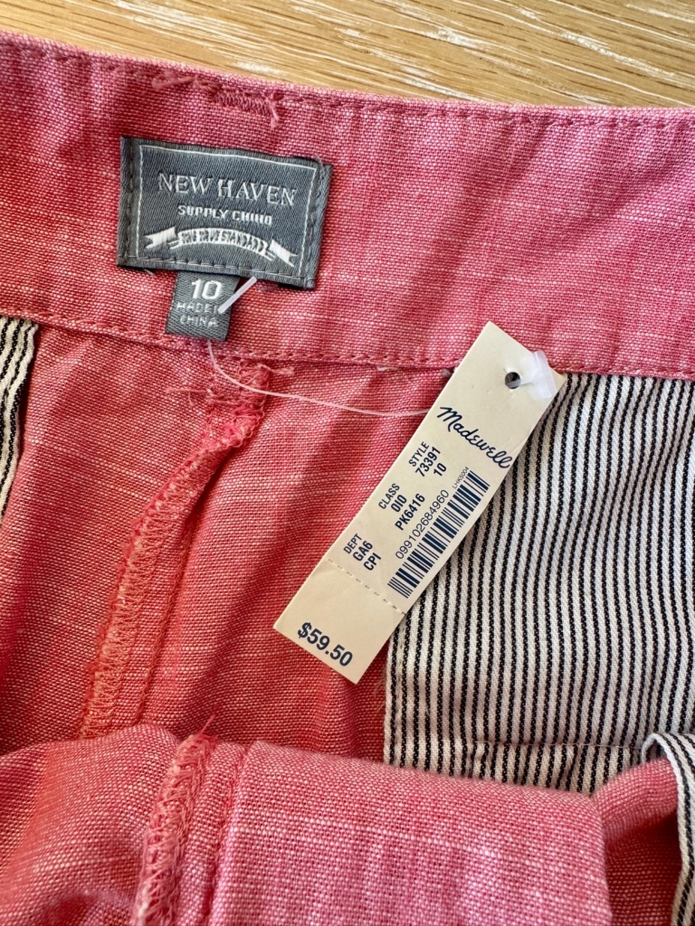 NWT! MADEWELL Women’s Pink Chambray Chino Shorts 100% Cotton Size 10 - Picture 12 of 16